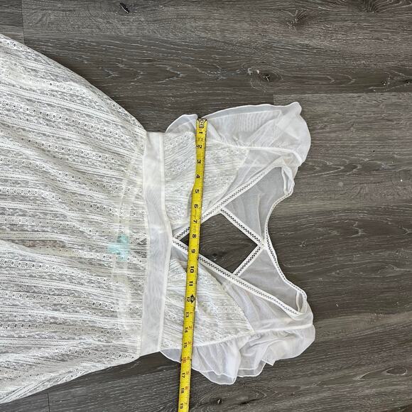 Vintage Y2K Betsey Johnson White Sheer Lace Babydoll Dress size L - Picture 5 of 5